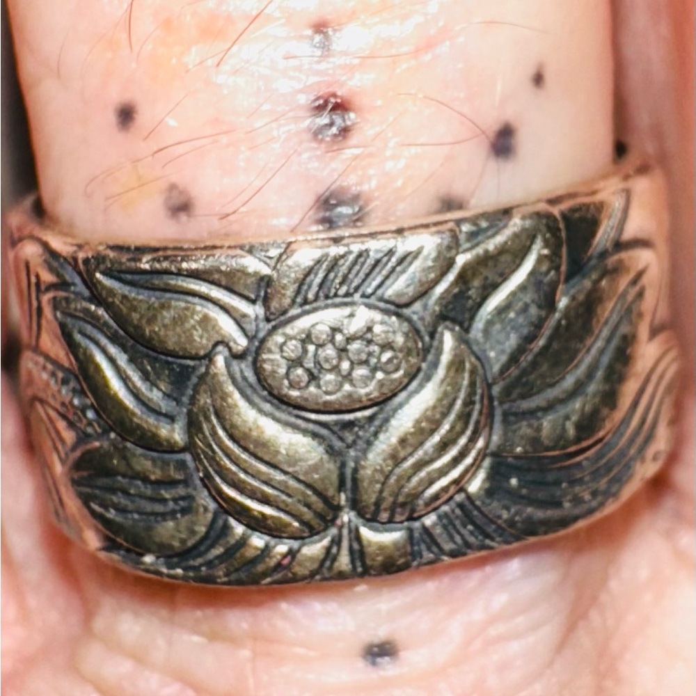 .9999 pure Silver Lotus Prayer adjustable Ring women/men